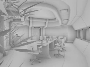 starship interior conference room 3D Model