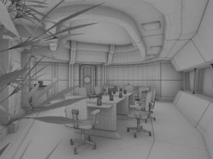 starship interior conference room 3D Model