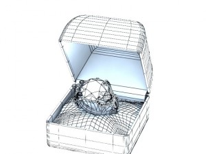 gold octopus ring with diamond solitaire 3D Model