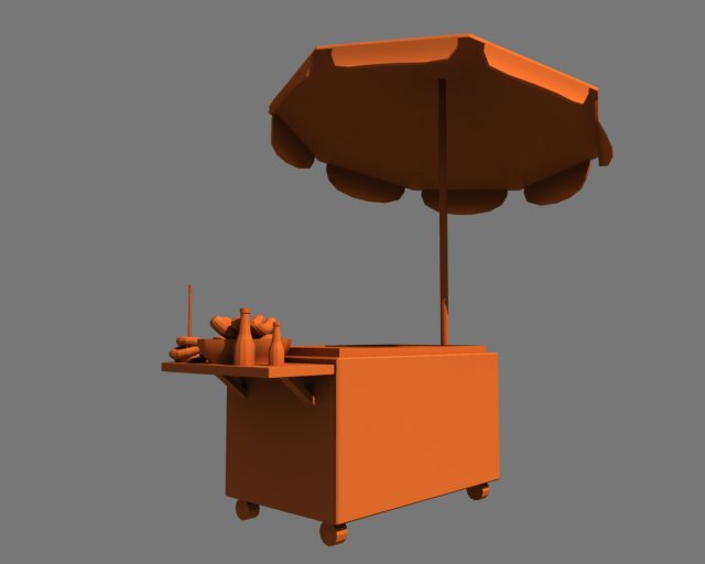 hot dog stand 3D Модель .c4d .max .obj .3ds .fbx .stl .blend 