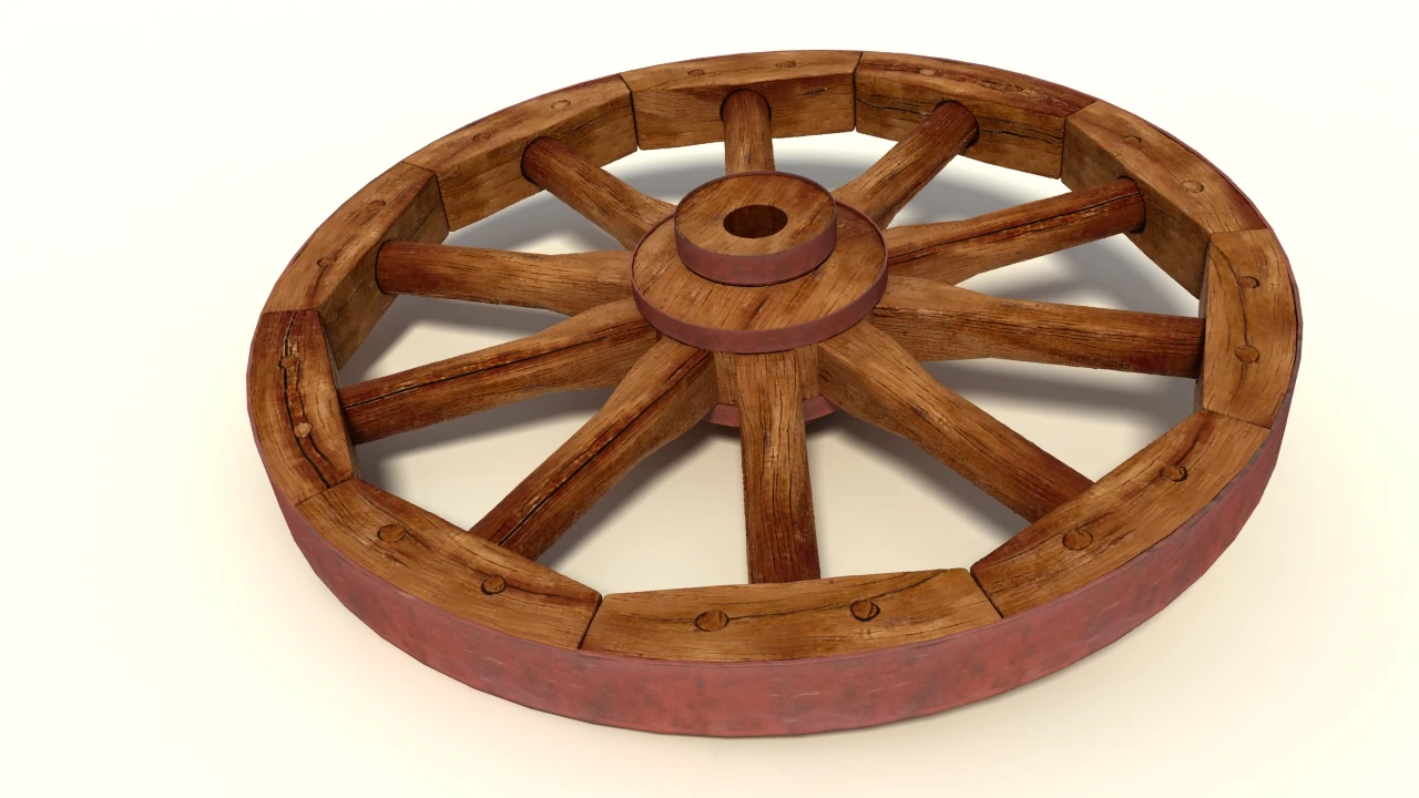wagon wheel 3D Model .c4d .max .obj .3ds .fbx .stl .blend 