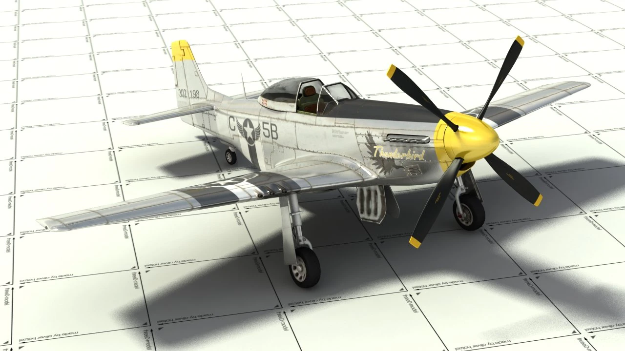 p51d fighter 3D Model .c4d .max .obj .3ds .fbx .stl .blend