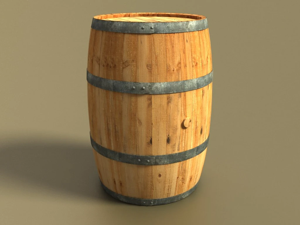 wooden barrel 3D Model .c4d .max .obj .3ds .fbx .stl .blend 