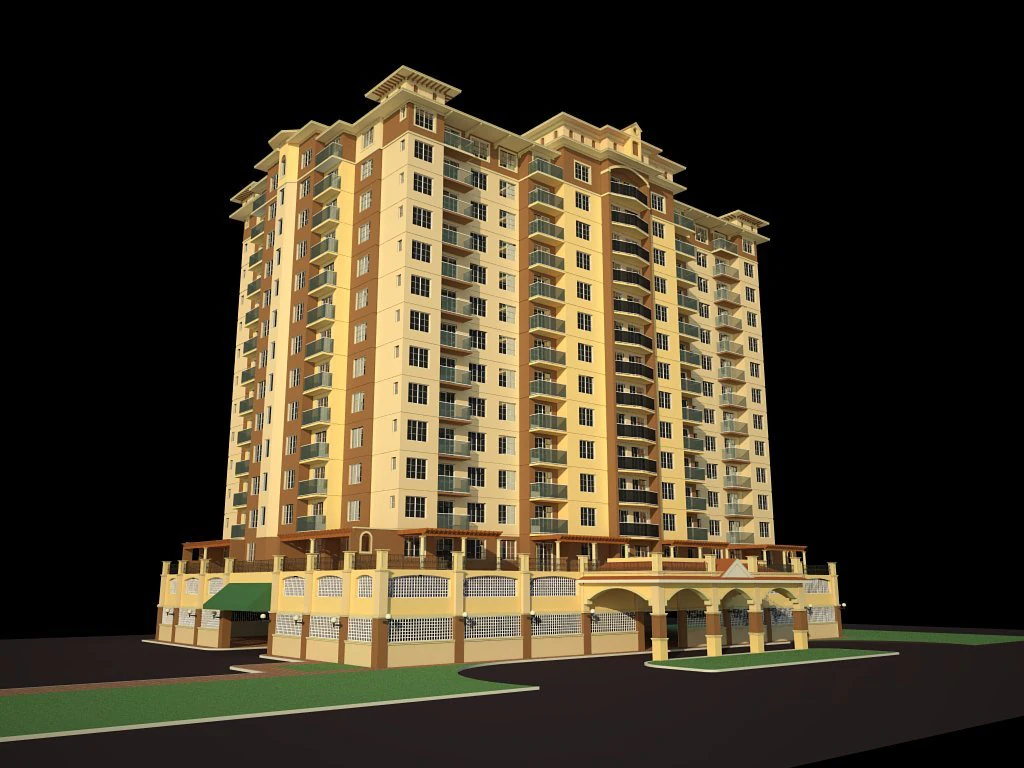 apartment building 3D Model .c4d .max .obj .3ds .fbx .stl .blend 