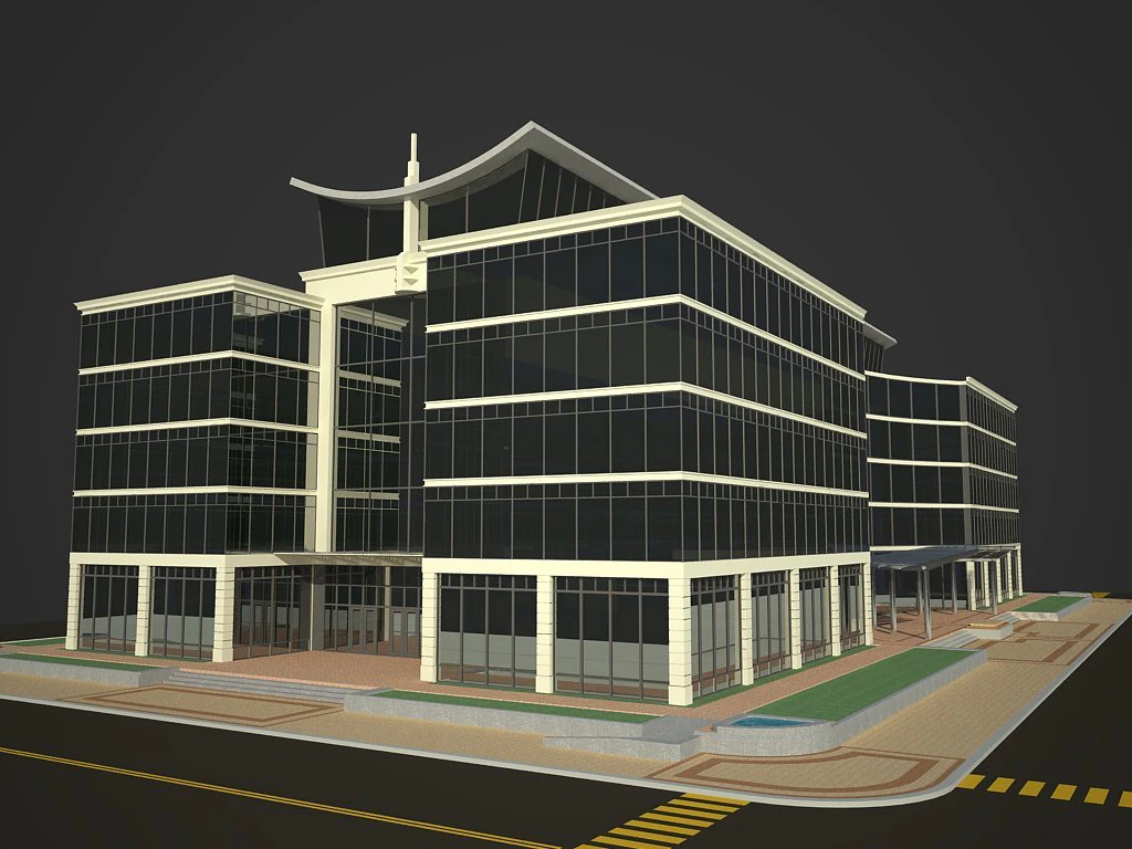 edificio de oficinas Modelo 3D .c4d .max .obj .3ds .fbx .stl .blend 