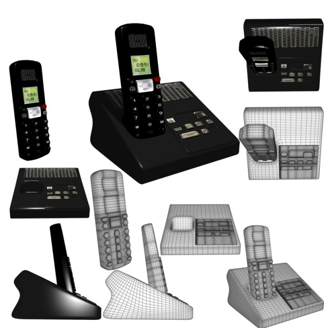 cordless phone 3D Model .c4d .max .obj .3ds .fbx .stl .blend 