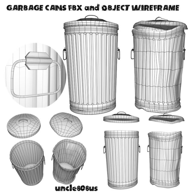 garbage cans fbx and object 3D Model .c4d .max .obj .3ds .fbx .stl .blend 