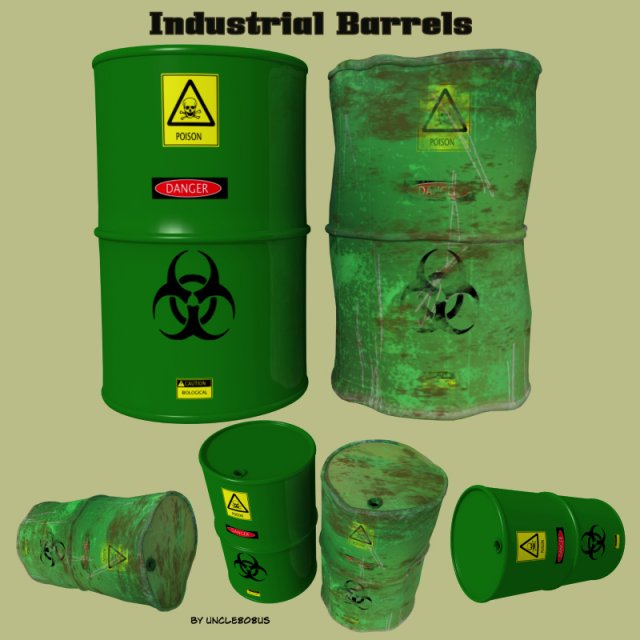 industrial barrels fbx and obj 3D Model .c4d .max .obj .3ds .fbx .stl .blend 