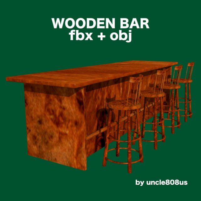 bar and stool fbx and obj 3Dモデル .c4d .max .obj .3ds .fbx .stl .blend 