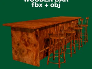 bar and stool fbx and obj 3D Model