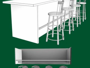 bar and stool fbx and obj 3D Model