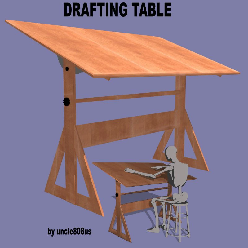 drafting table fbx obj 3D Model .c4d .max .obj .3ds .fbx .stl .blend 