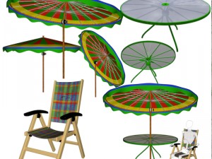 patio set fbx obj Model 3D