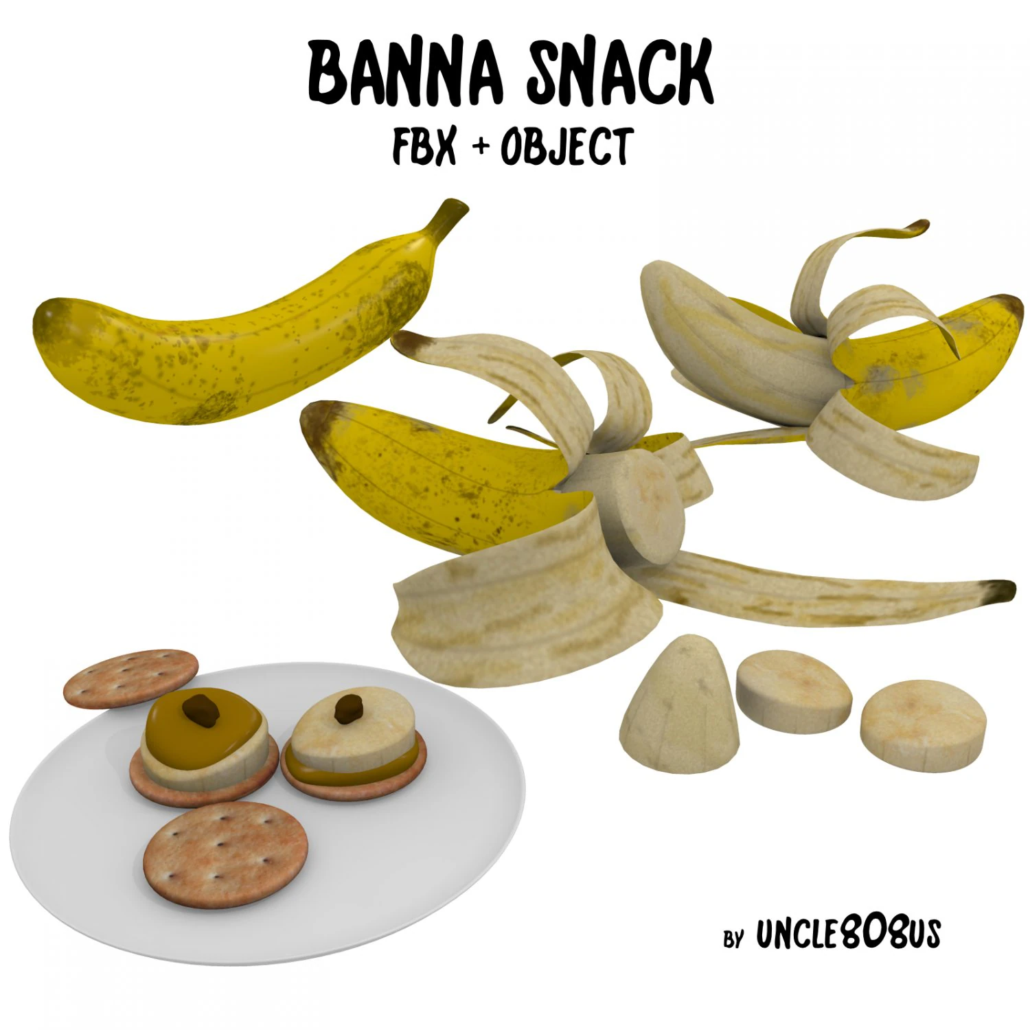 banana snack fbx obj 3D Model .c4d .max .obj .3ds .fbx .stl .blend
