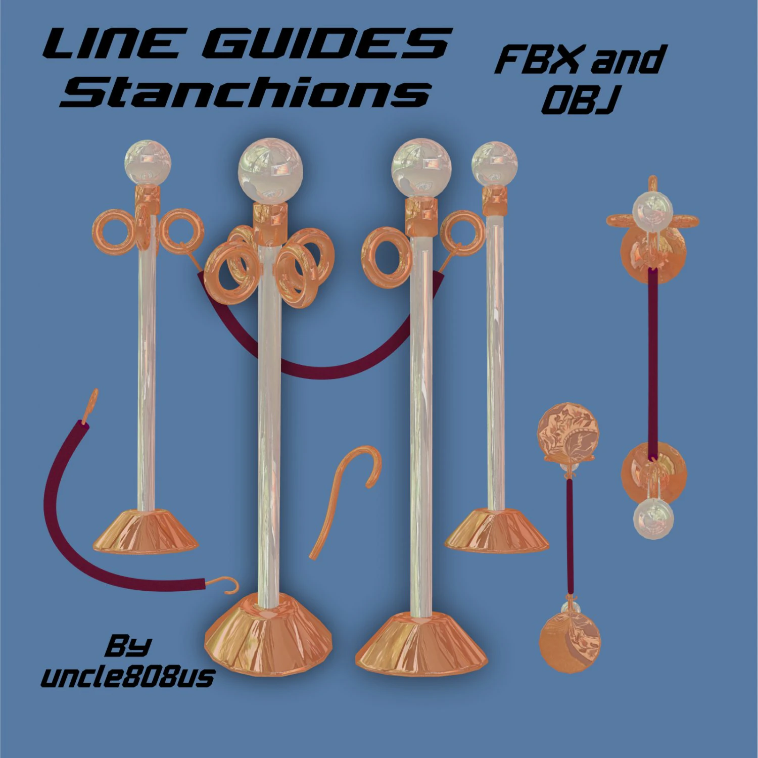 lineguidesstanchions fbx obj 3D Model .c4d .max .obj .3ds .fbx .stl .blend 