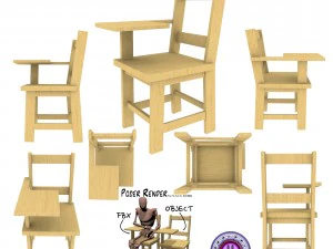 carteira escolar fbxobj Modelo 3D