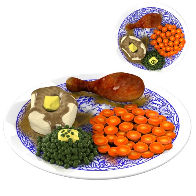 chicken dinner 3D 模型 .c4d .max .obj .3ds .fbx .stl .blend 