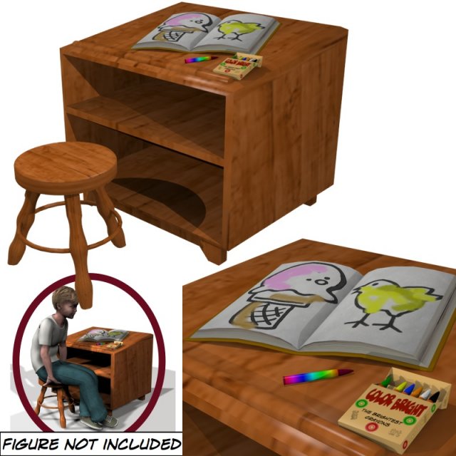 deskandstool 3D Model .c4d .max .obj .3ds .fbx .stl .blend 