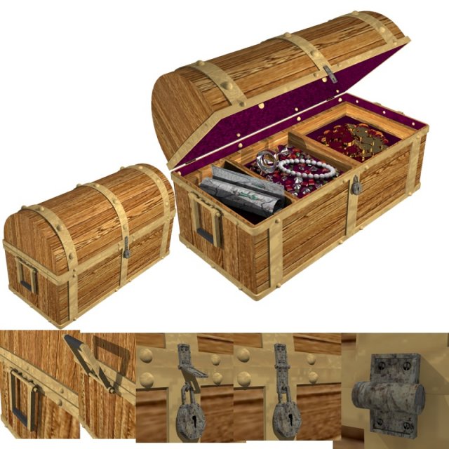 treasure chest 3D Model .c4d .max .obj .3ds .fbx .stl .blend 