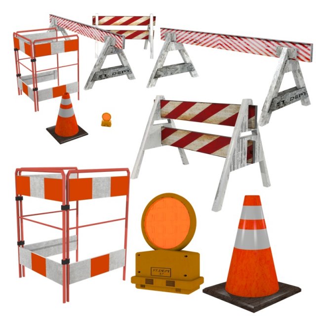 traffic barriers 3D Модель .c4d .max .obj .3ds .fbx .stl .blend 