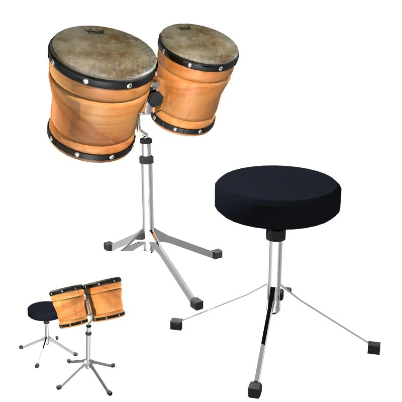 bongos 3D Model .c4d .max .obj .3ds .fbx .stl .blend 