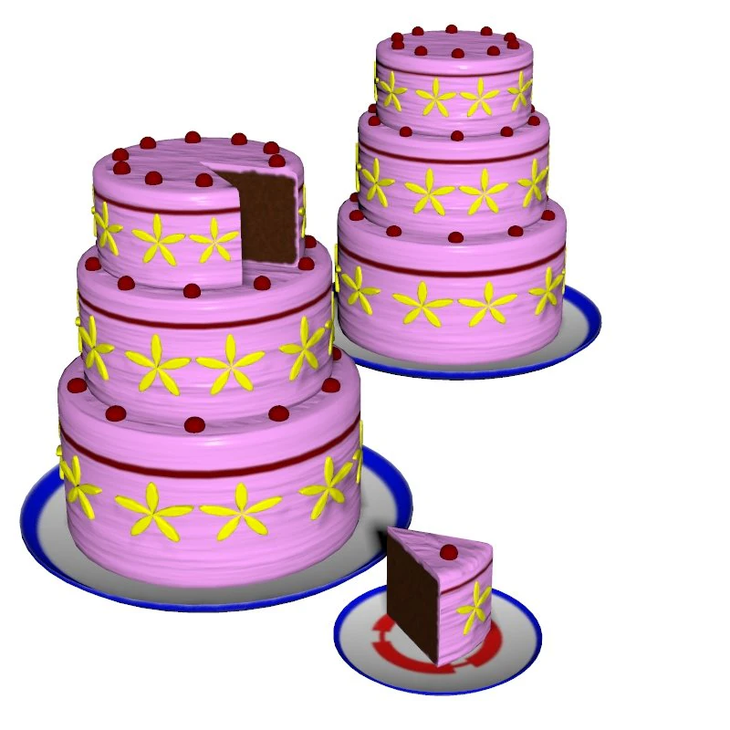 3 layer cake 3D Model .c4d .max .obj .3ds .fbx .stl .blend 