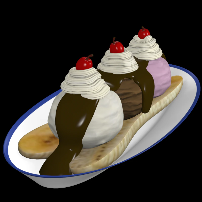 banana split 3D Model .c4d .max .obj .3ds .fbx .stl .blend 
