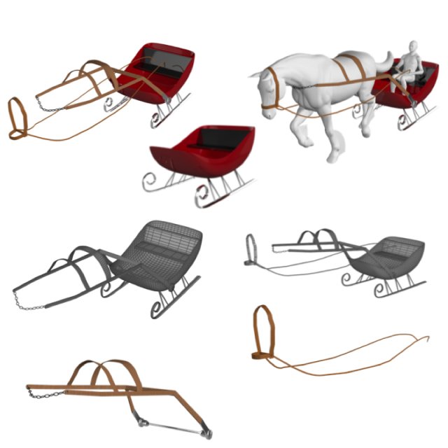 sleigh 3D-Modell .c4d .max .obj .3ds .fbx .stl .blend 