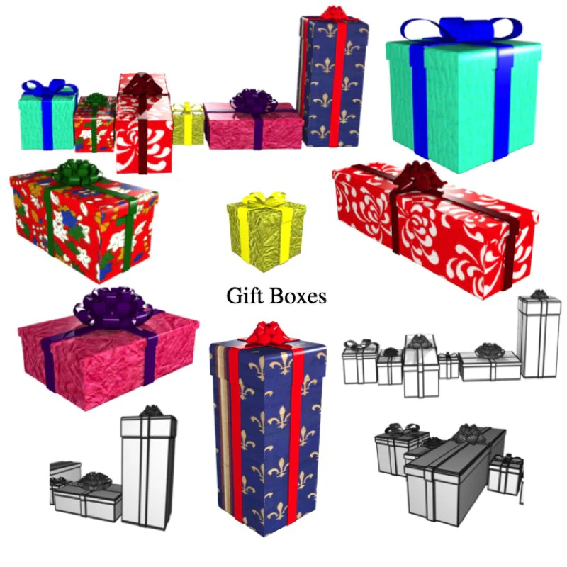 giftboxes 3D Model .c4d .max .obj .3ds .fbx .stl .blend 