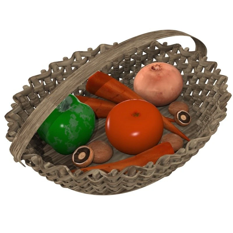 veggie basket 3D Model .c4d .max .obj .3ds .fbx .stl .blend