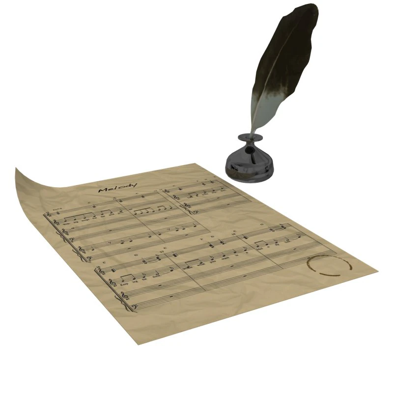 quill paper ink 3D Model .c4d .max .obj .3ds .fbx .stl .blend 