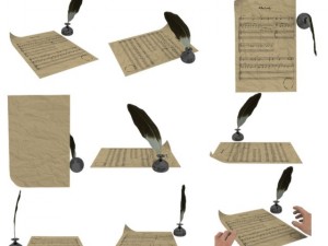quill paper ink Model 3D