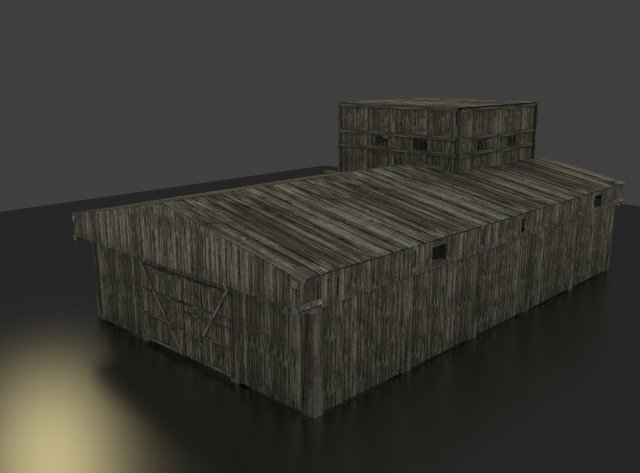 wooden warehouse 3D Model .c4d .max .obj .3ds .fbx .stl .blend 