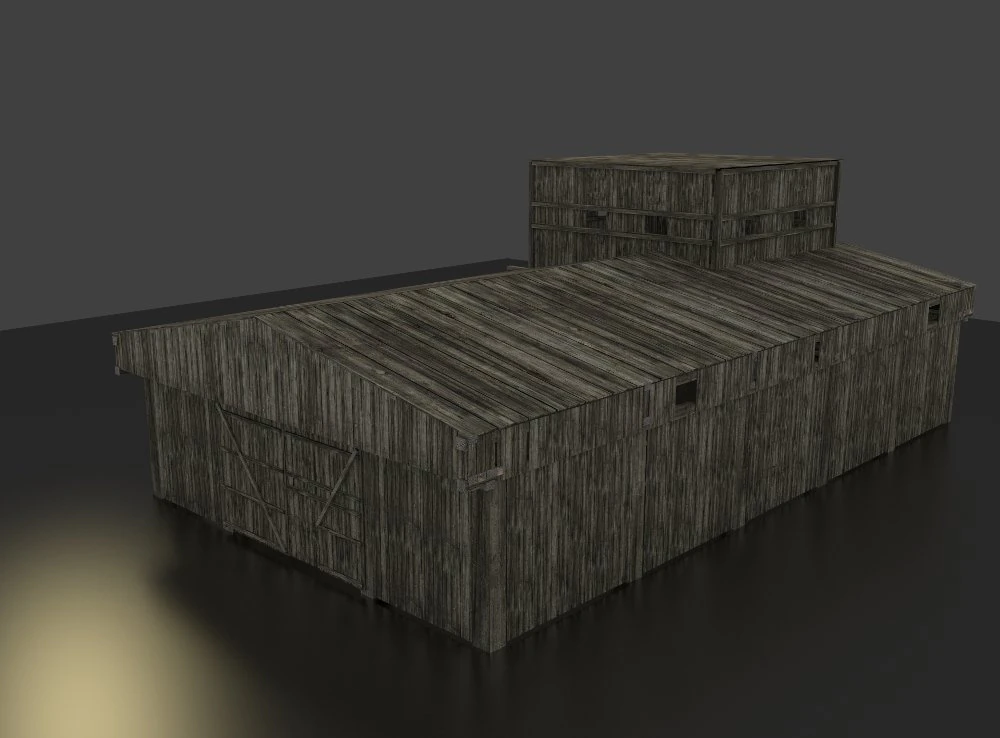 wooden warehouse 3D Model .c4d .max .obj .3ds .fbx .stl .blend 