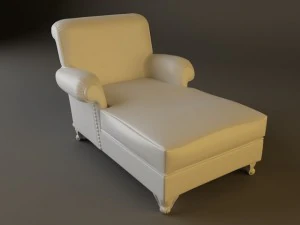 beyaz deri şezlong 3D Model