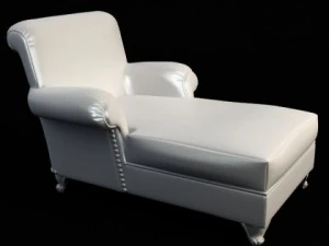 white leather chaise chair 3D Model
