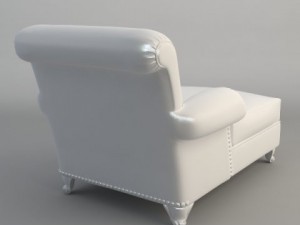 white leather chaise chair Modello 3D