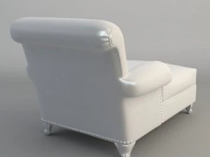 white leather chaise chair 3D Model