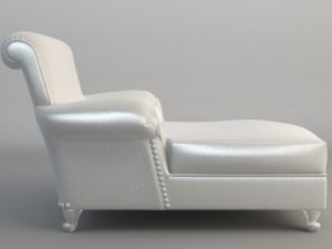 white leather chaise chair Modello 3D
