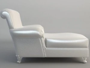 white leather chaise chair 3D Model