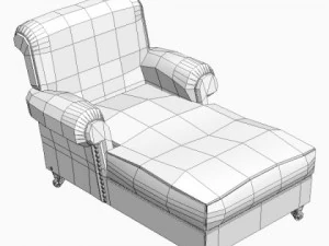 white leather chaise chair 3D Model