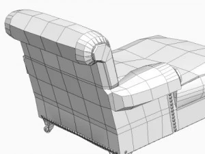 white leather chaise chair 3D Model