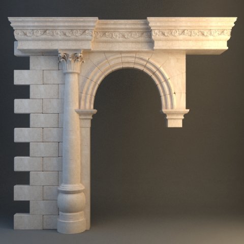 stone column  arch 3Dモデル .c4d .max .obj .3ds .fbx .stl .blend 