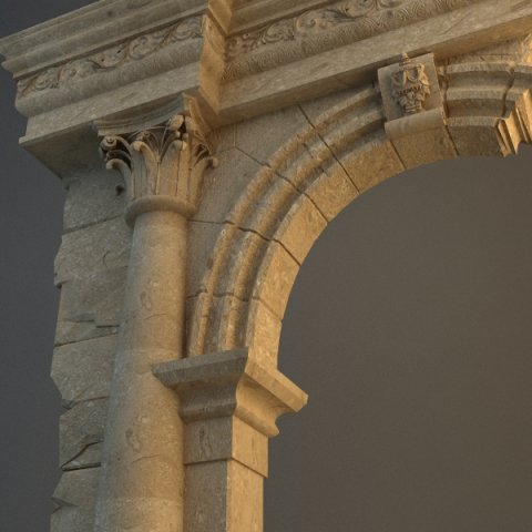 old stone column  arch 3D Model .c4d .max .obj .3ds .fbx .stl .blend 