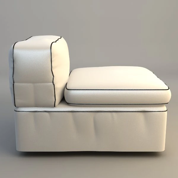armless upholstered chair 3D Model .c4d .max .obj .3ds .fbx .stl .blend 