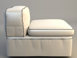 armless upholstered chair 3D Model