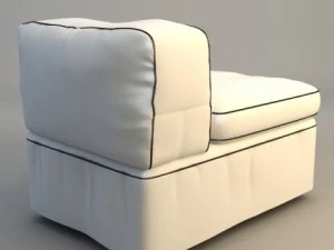 armless upholstered chair 3D Model