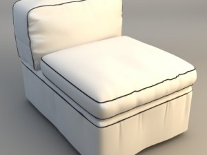 armless upholstered chair 3D 모델