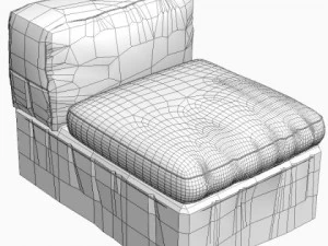armless upholstered chair 3D Model