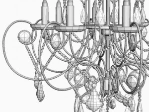 ornate beaded chandelier 2 3D Model